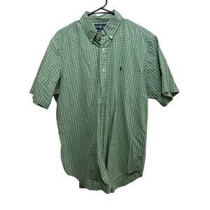 Ralph Lauren Men's Green Plaid Print Classic Fit Button Down Shirt Size Large